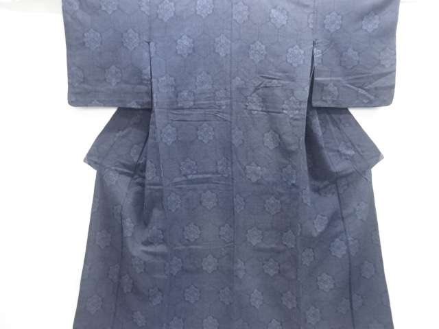 JAPANESE KIMONO / ANTIQUE FLORAL TORTOISESHELL PATTERN WOVEN- PURE SIL